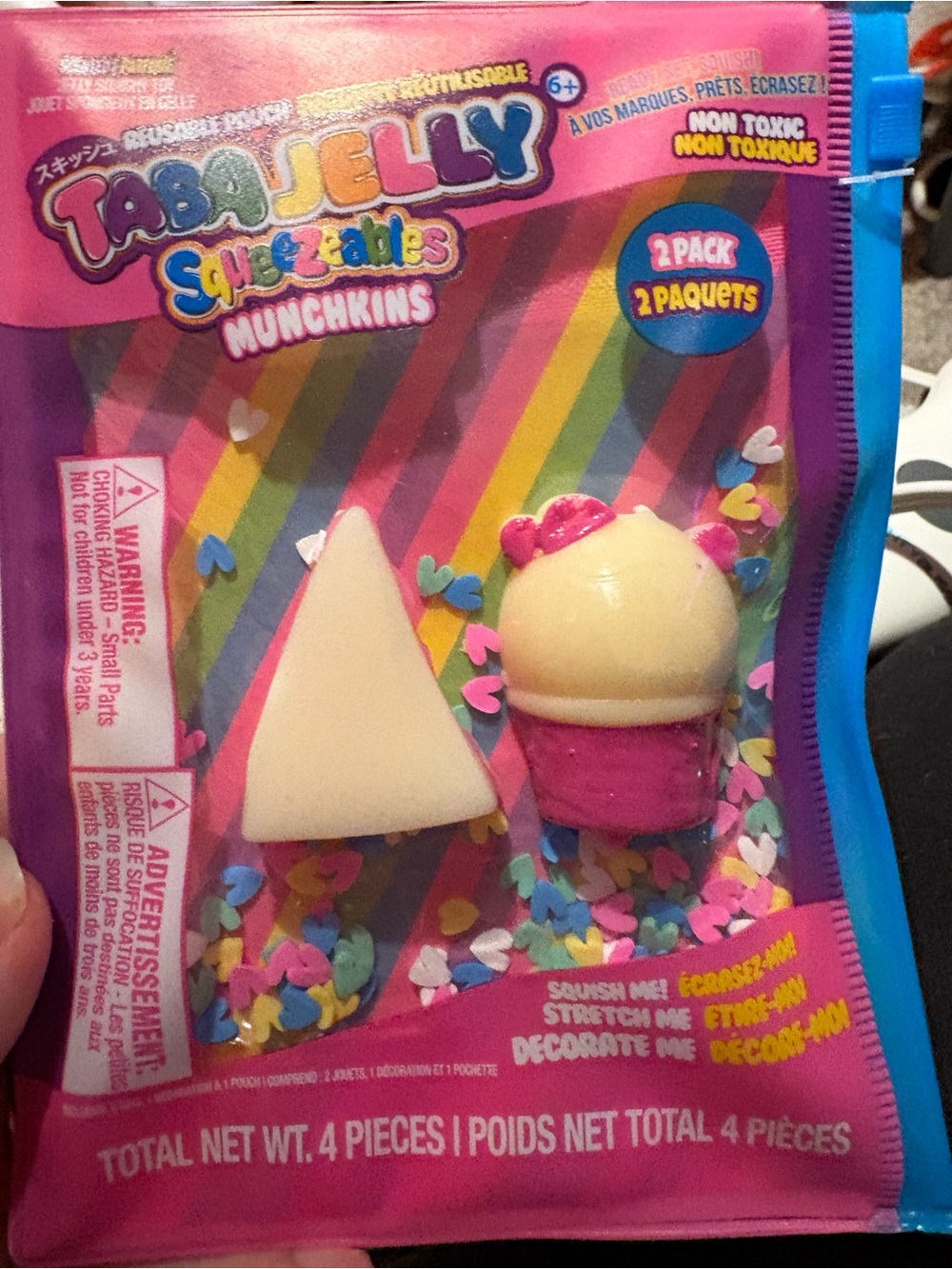 Munchkins Kids Toy - Pink & Cream (2-Pack) Taba Jelly Squish toy 2 pack
